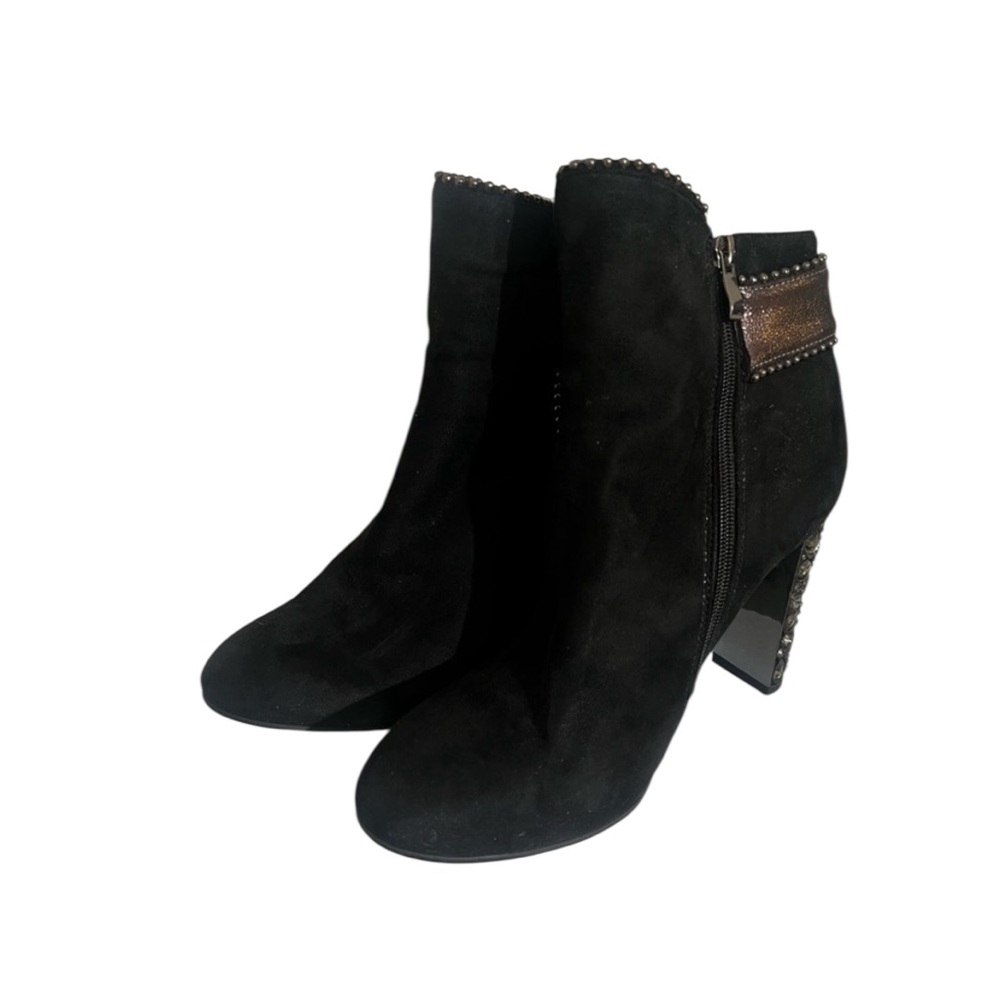 Nancy Li Suede Crystal Heel Booties – Size 10 - Picture 8 of 9